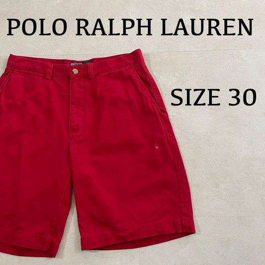 90s POLO RALPH LAUREN ポロチノ ハーフパンツ 30 レッド