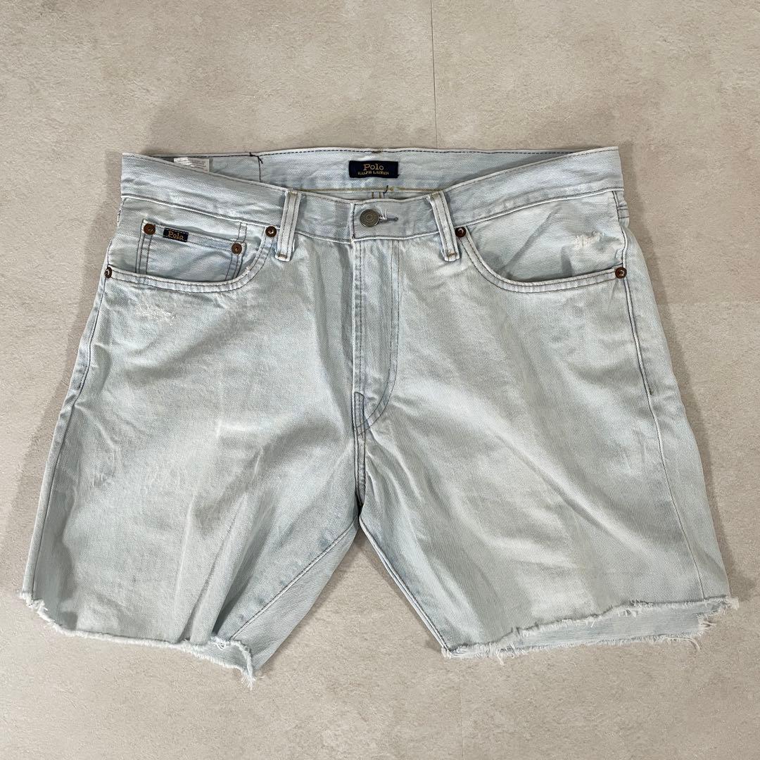 【美品】POLO RALPH LAUREN ライトブルー ハーフパンツ 34