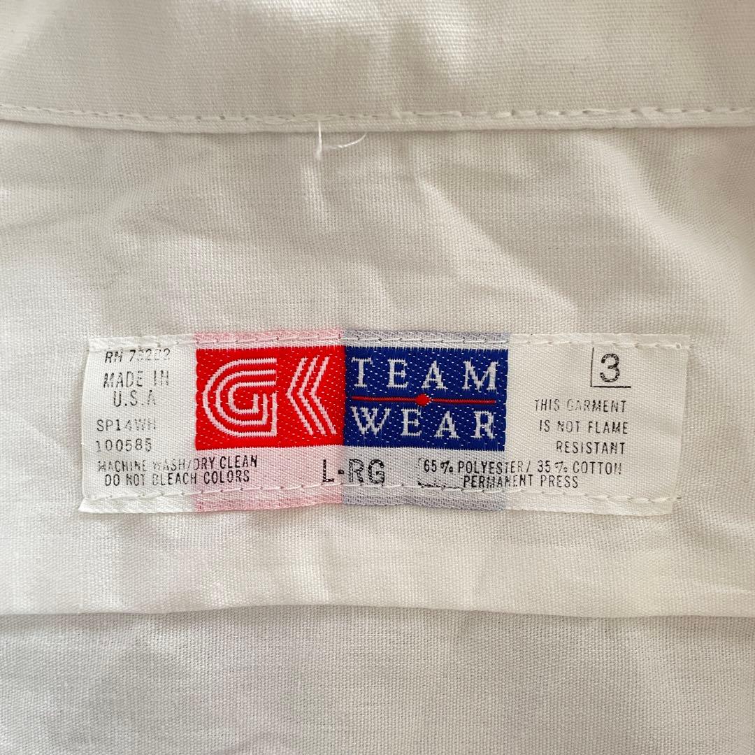 古着 G&K SERVICES 長袖ワークシャツ ロゴワッペン L ホワイト