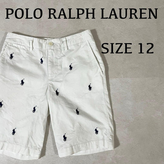 古着 POLO RALPH LAUREN ハーフパンツ 12 ホワイト 総柄