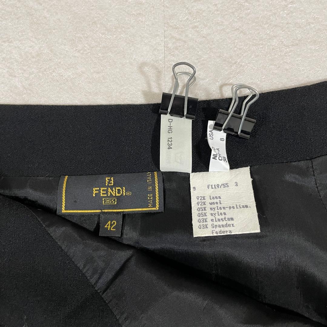 【美品】FENDI フェンディ ウールスカート イタリア製 サイズ42 ブラック
