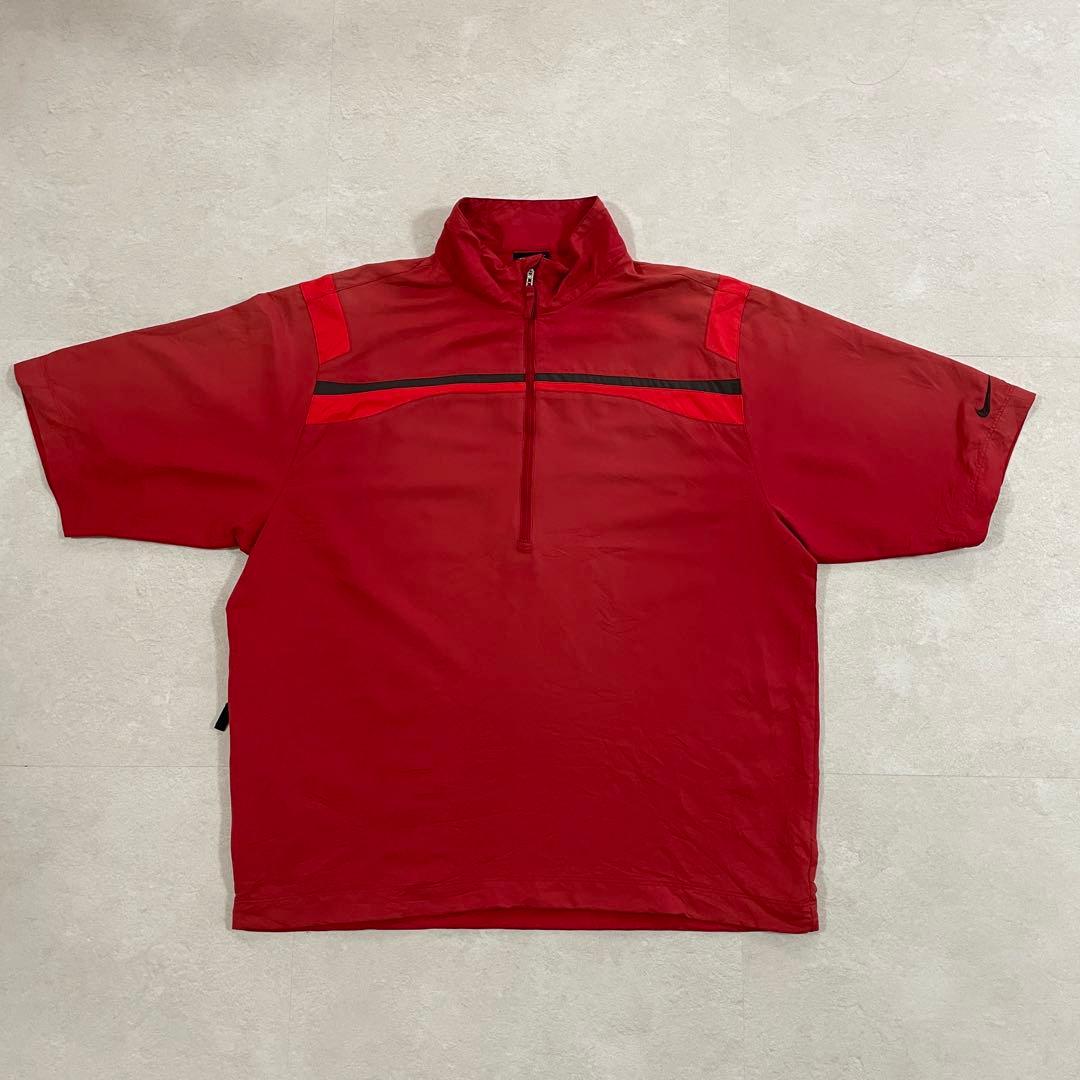 古着 NIKE NIKE GOLF 半袖ハーフジップゴルフウェア L レッド
