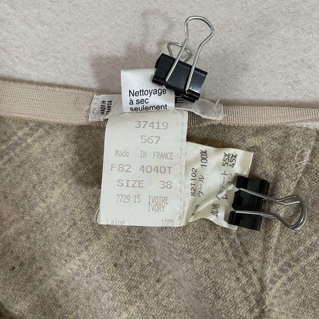 【美品】CELINE ロングスカート フランス製 サイズ38 ベージュ チェック