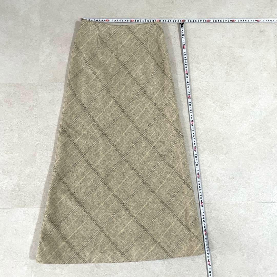 【美品】CELINE ロングスカート フランス製 サイズ38 ベージュ チェック