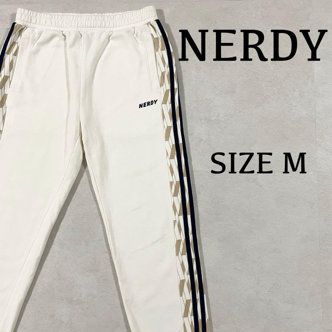 古着 NERDY スウェットパンツ サイドストライプ モノグラム M クリーム