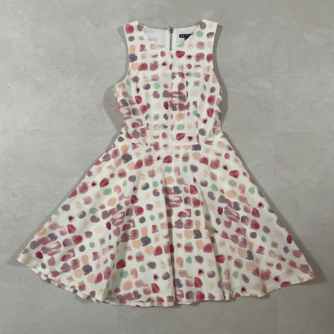 【美品】ARMANI EXCHANGE ノースリーブワンピース 水彩柄 2