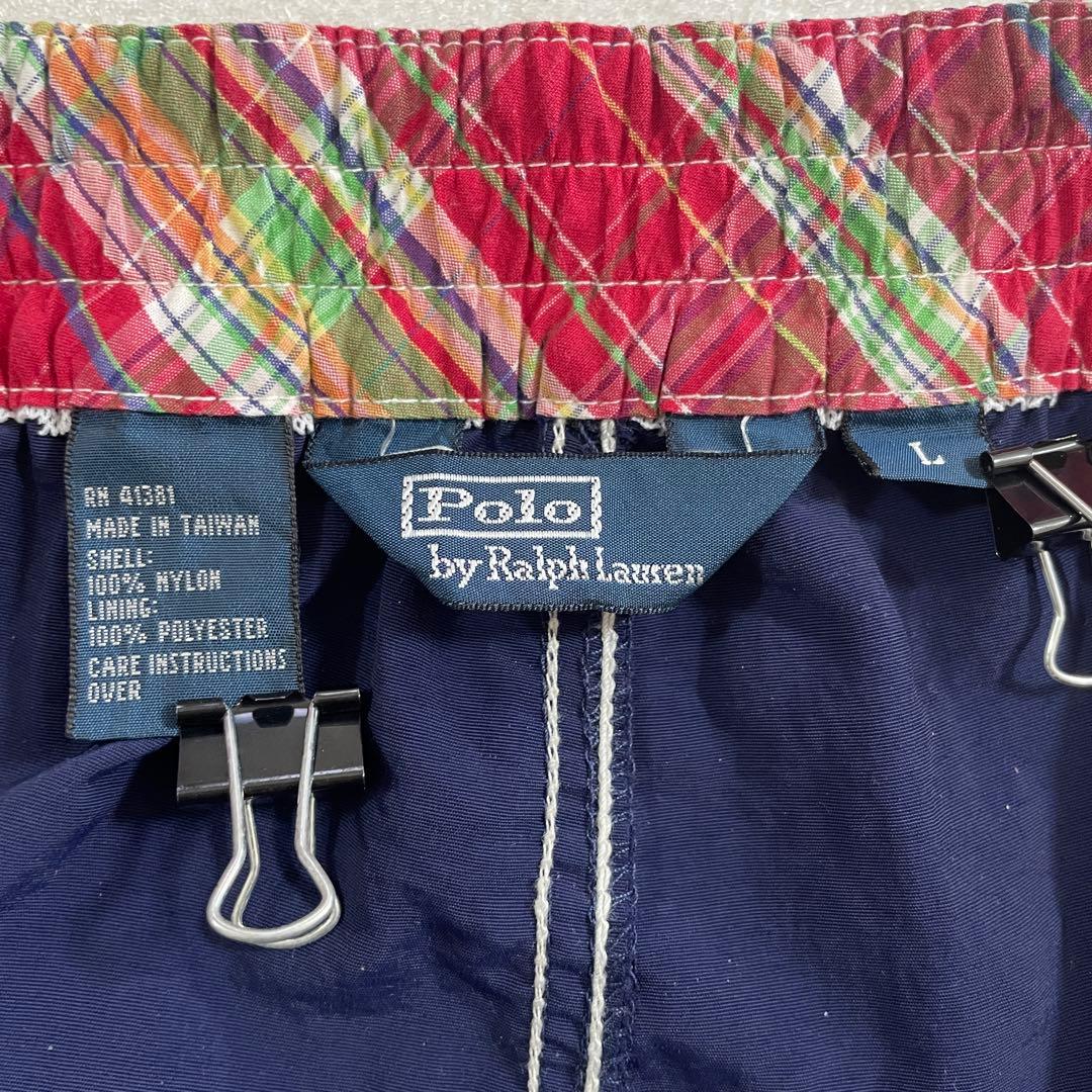 90s POLO RALPH LAUREN ネイビー スイムショーツ Lサイズ