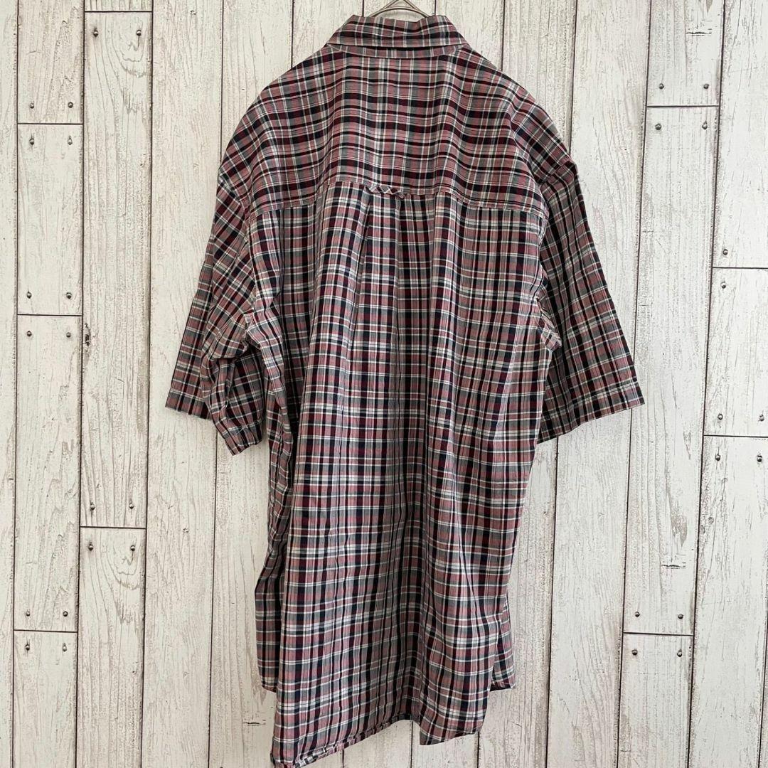 80s ラルフローレン メンズ 半袖 シャツ Mサイズ レッド系 チェック柄
