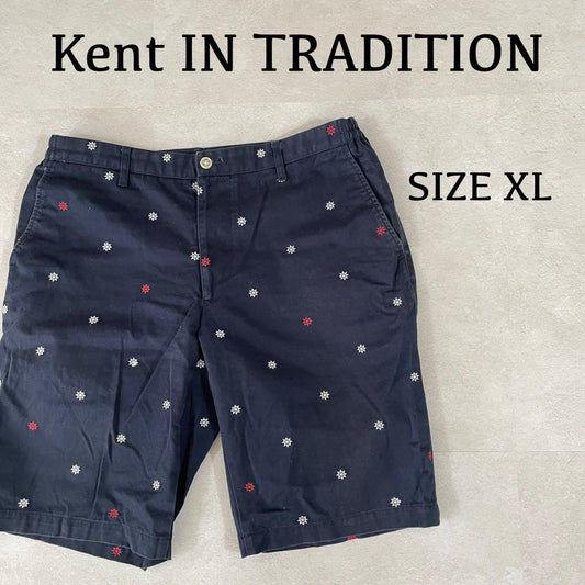 【美品】Kent IN TRADITION ハーフパンツ 総柄 XL ネイビー