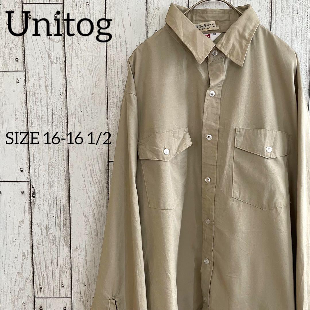 古着 Unitog ユニトグ 長袖ワークシャツ USA製 70年代 ブラウン