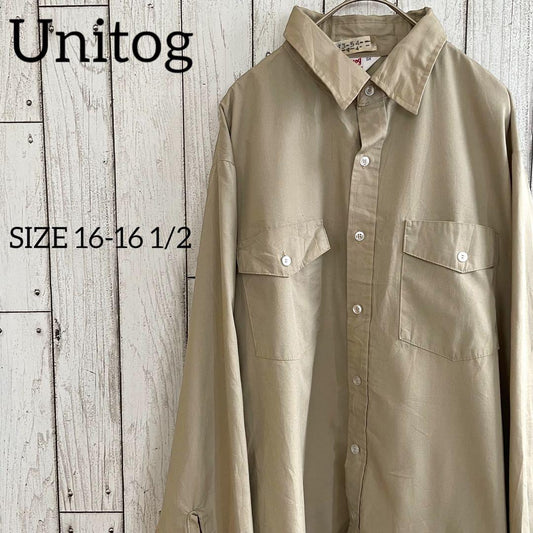 古着 Unitog ユニトグ 長袖ワークシャツ USA製 70年代 ブラウン