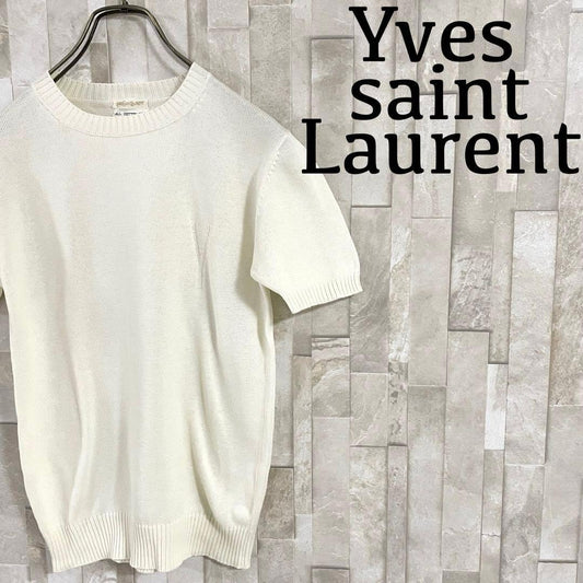 【美品】Yves Saint Laurent オールド半袖ニット ホワイト
