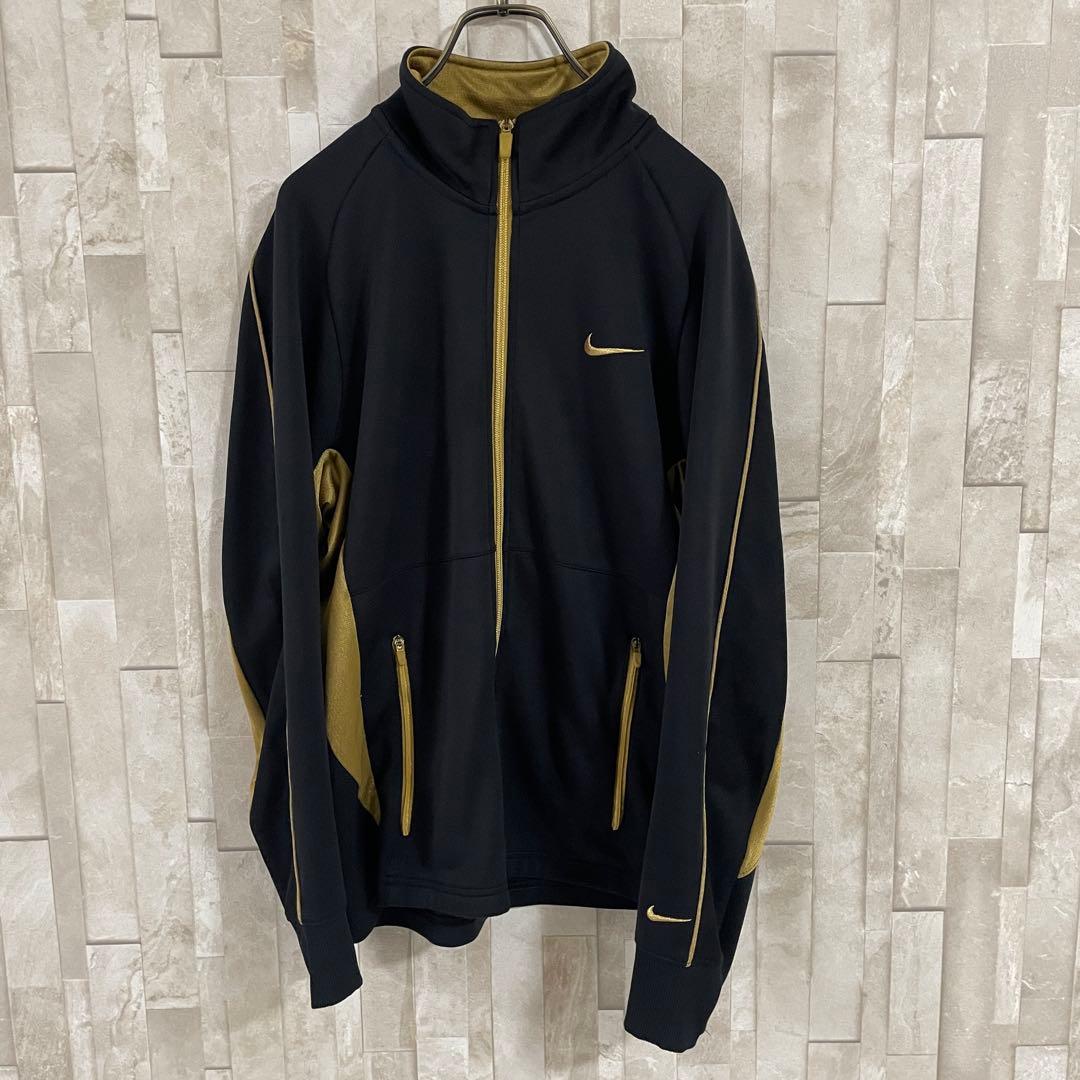 古着NIKE トラックジャケット サイズM ブラック ゴールド ツートン