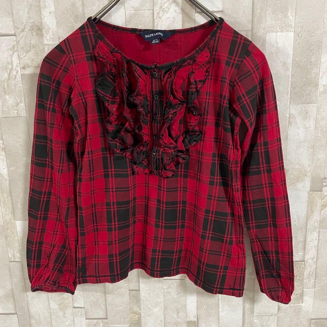【美品】RALPH LAUREN 長袖ブラウス フリル S(7)130/64