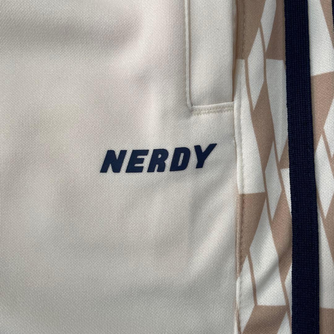 古着 NERDY トラックパンツ サイドストライプ モノグラム クリーム色 S