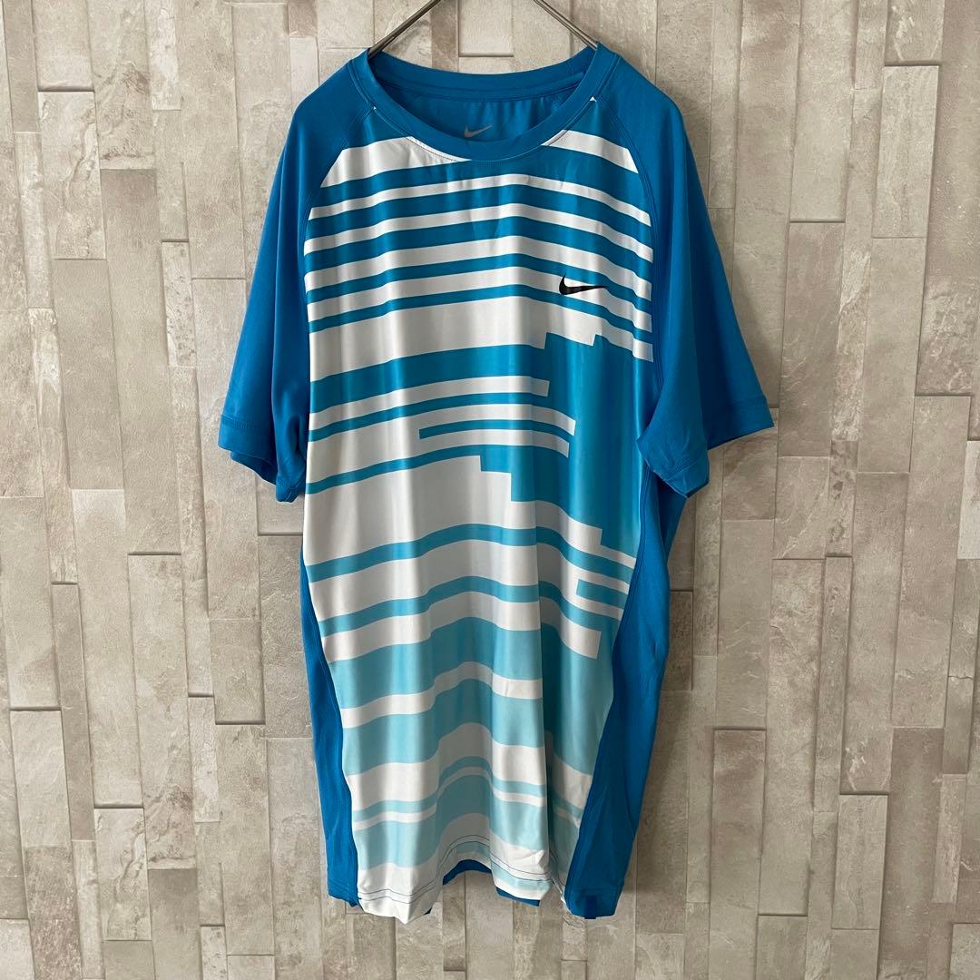 【希少2010年モデル 新品未使用タグ付】NIKE 青白ストライプ Tシャツ L