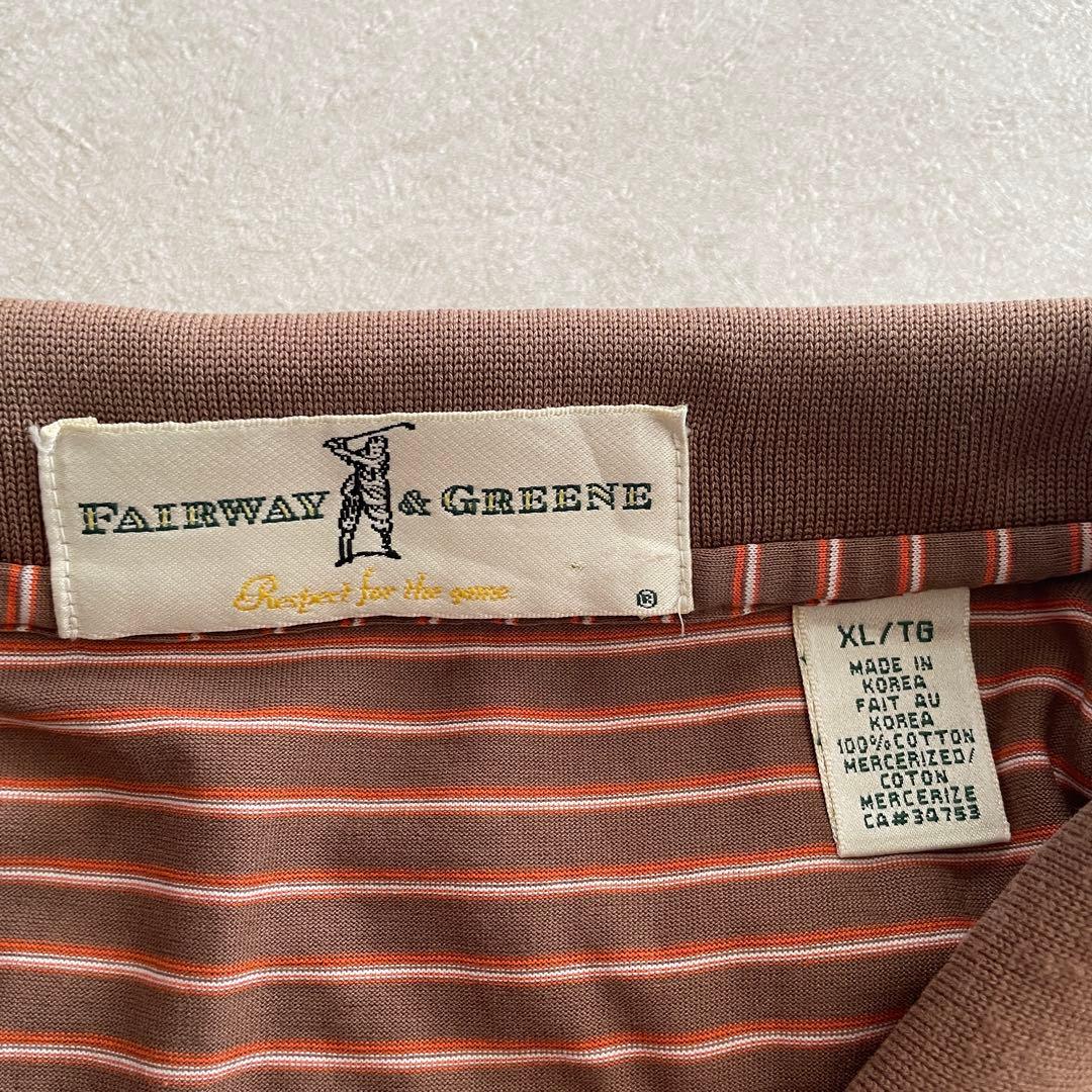 USA古着 FAIRWAY&GREENE ポロシャツ XL ブラウン系 ボーダー
