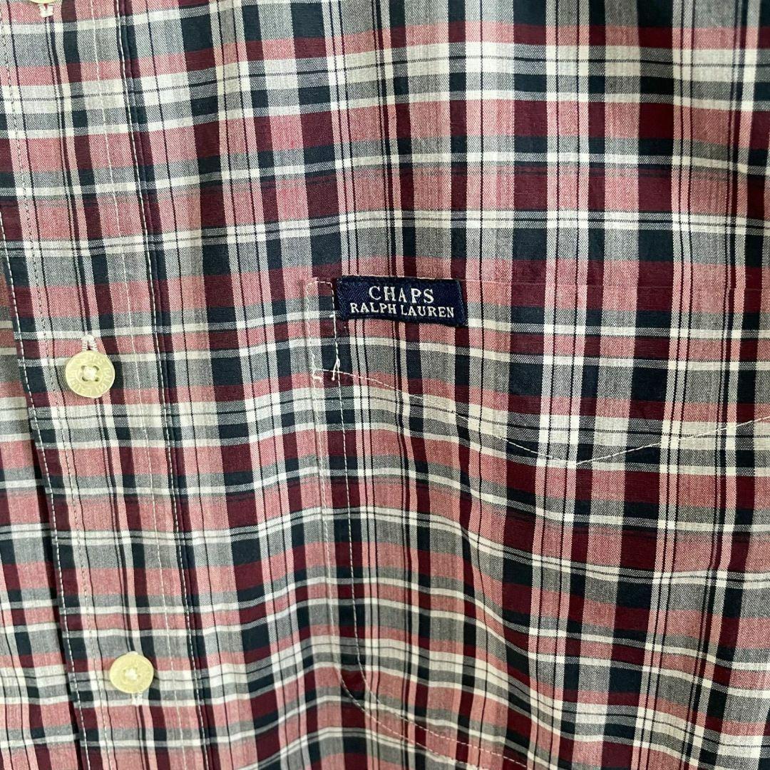 80s ラルフローレン メンズ 半袖 シャツ Mサイズ レッド系 チェック柄