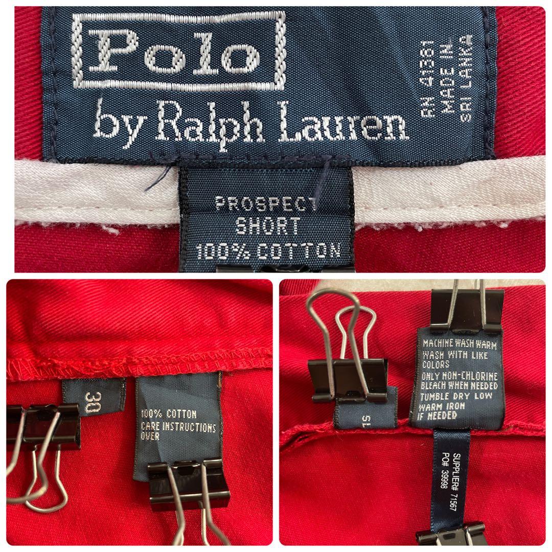 90s POLO RALPH LAUREN ポロチノ ハーフパンツ 30 レッド