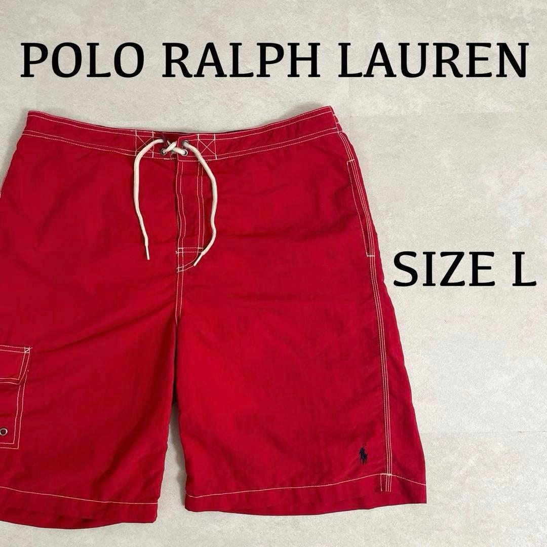 90s POLO RALPH LAUREN レッド スイムショーツ Lサイズ