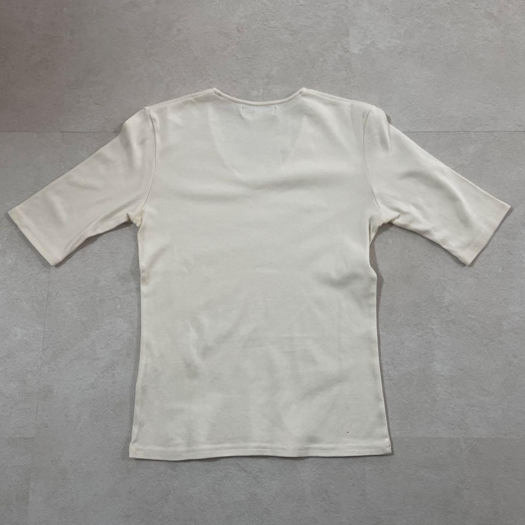 古着 EMPORIO ARMANI Tシャツ Vネック アイボリー Mサイズ