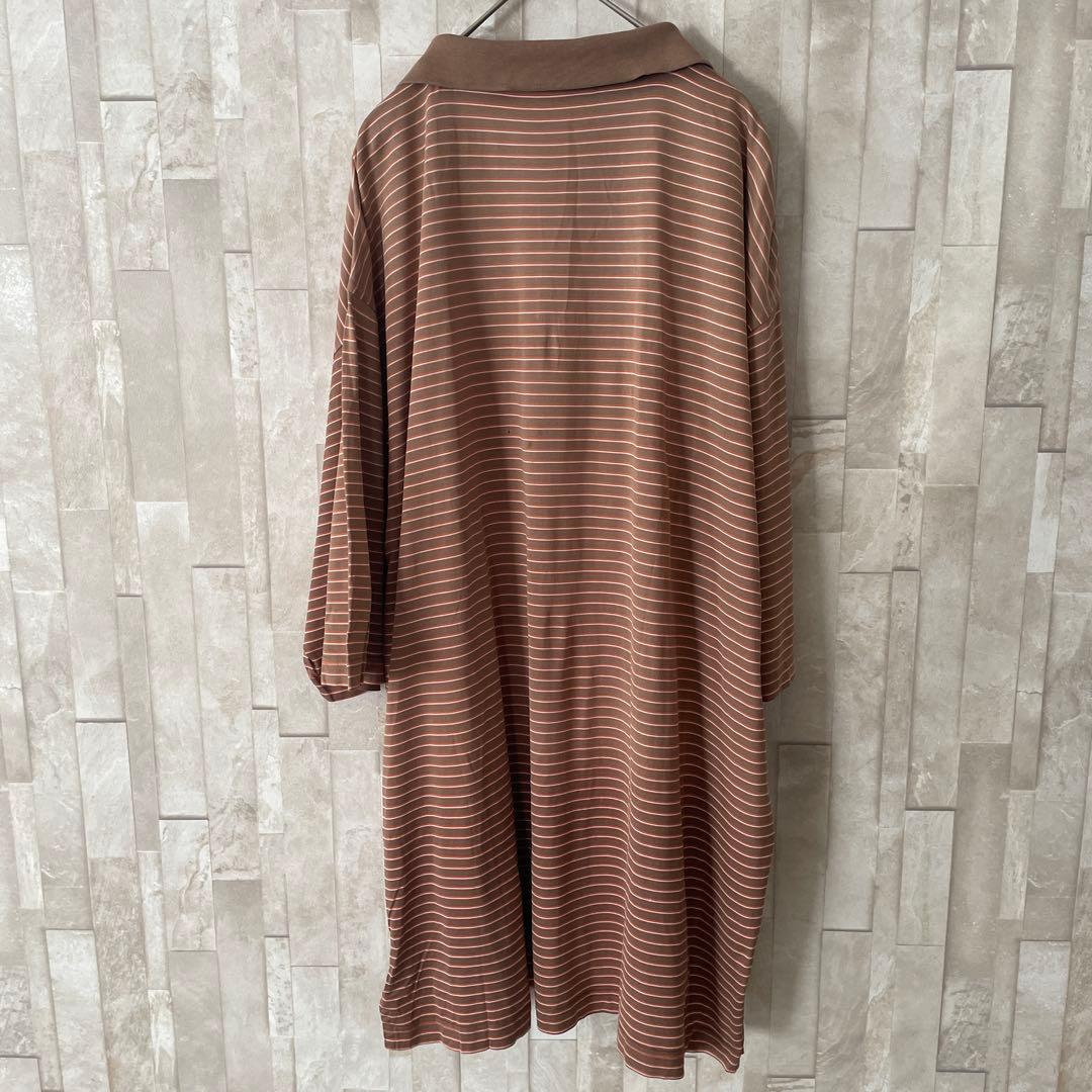 USA古着 FAIRWAY&GREENE ポロシャツ XL ブラウン系 ボーダー