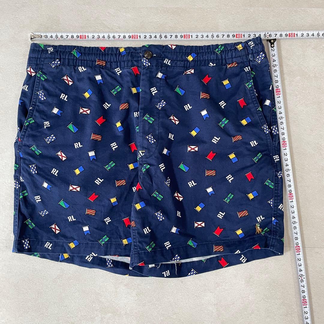 【美品】POLO RALPH LAUREN ハーフパンツ L ネイビー系 国旗柄