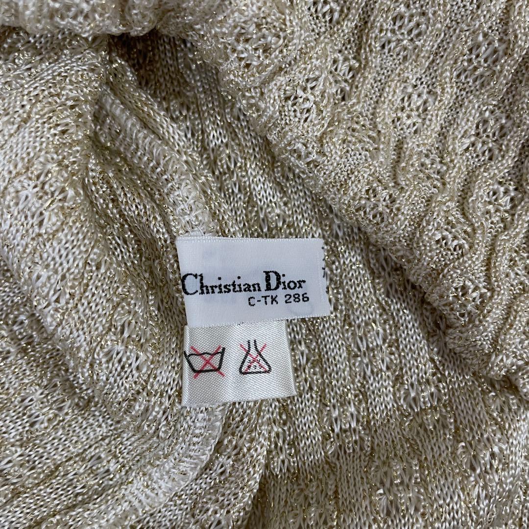 【美品】クリスチャンディオール ニット 長袖セーター ラメ入り M ベージュ