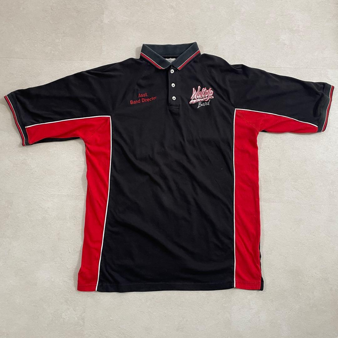 【美品】USA古着 HARTWELL SPORTS 半袖ポロシャツ XL 黒/赤