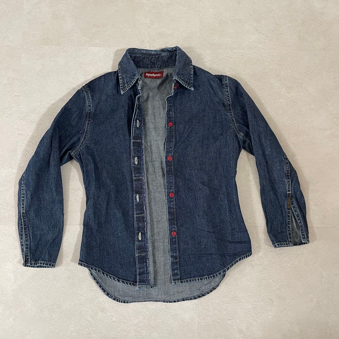【美品】HYSTERIC GLAMOUR 長袖デニムシャツ サイズF ネイビー