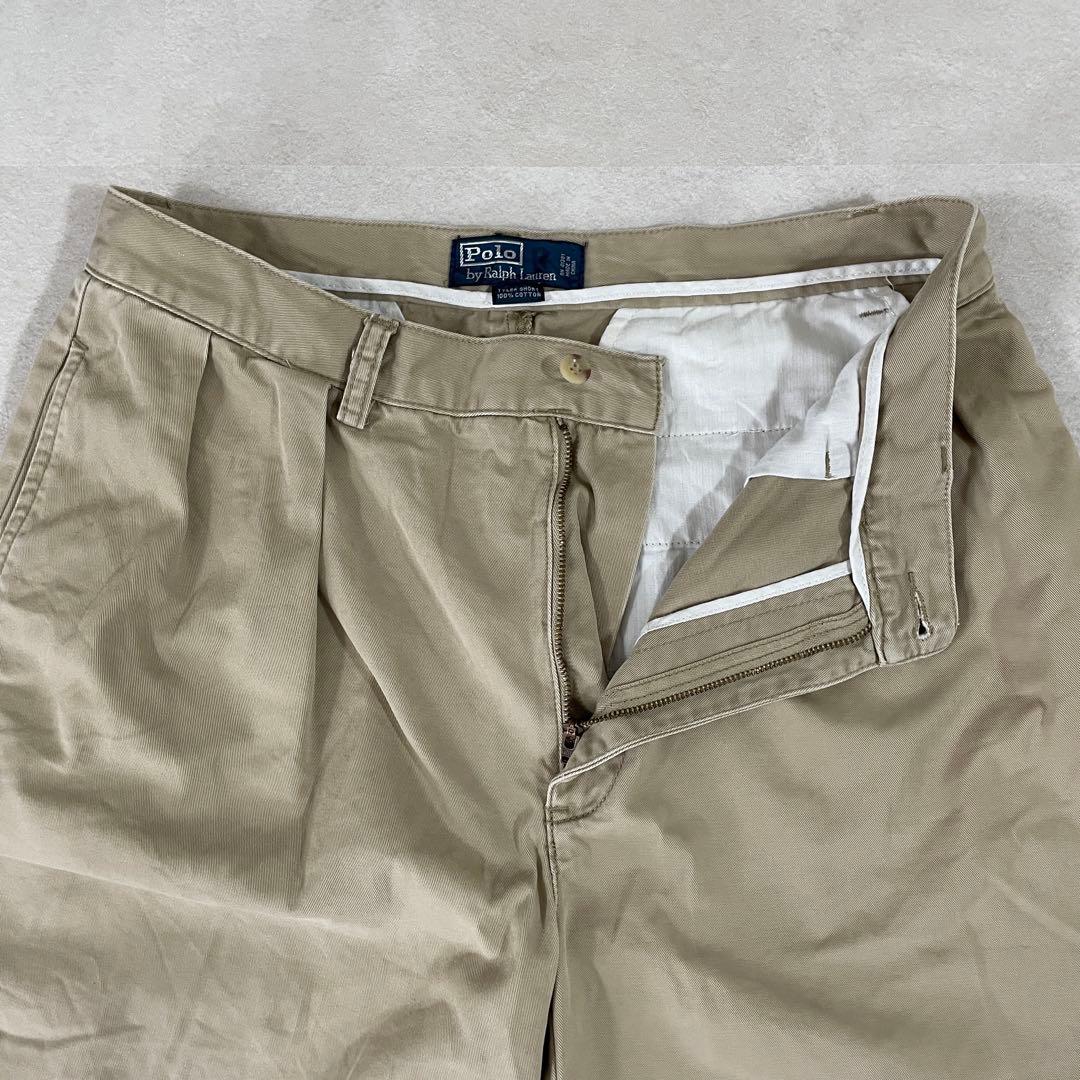90s POLO RALPH LAUREN ハーフパンツ サイズ33 ベージュ