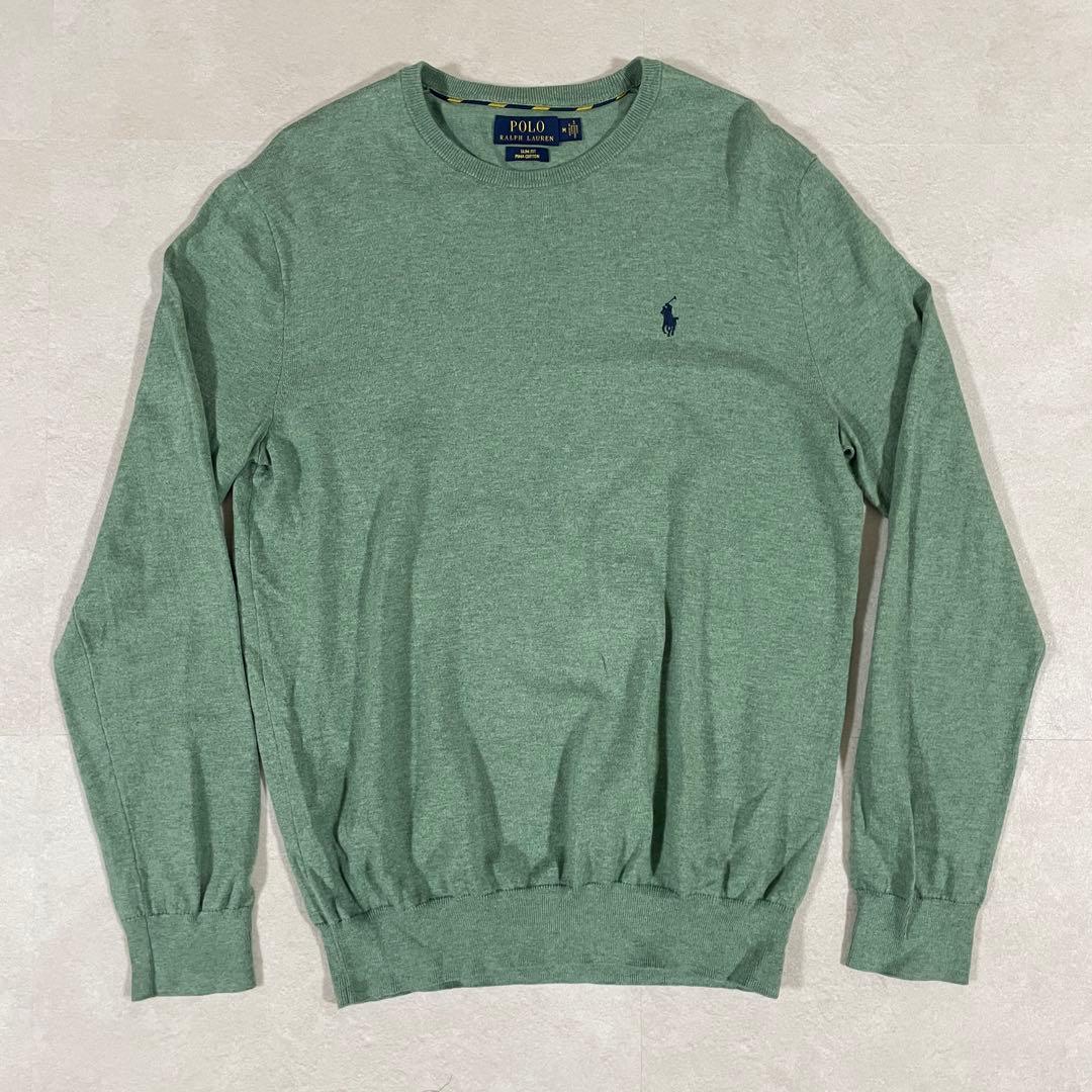 【美品】POLO RALPH LAUREN ニット セーター M 緑色
