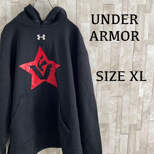 古着 UNDER ARMOR プルオーバーパーカー サイズXL ブラック