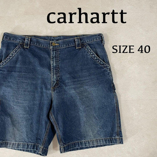 古着 carhartt デニム ハーフパンツ ロゴパッチ サイズ40 ブルー