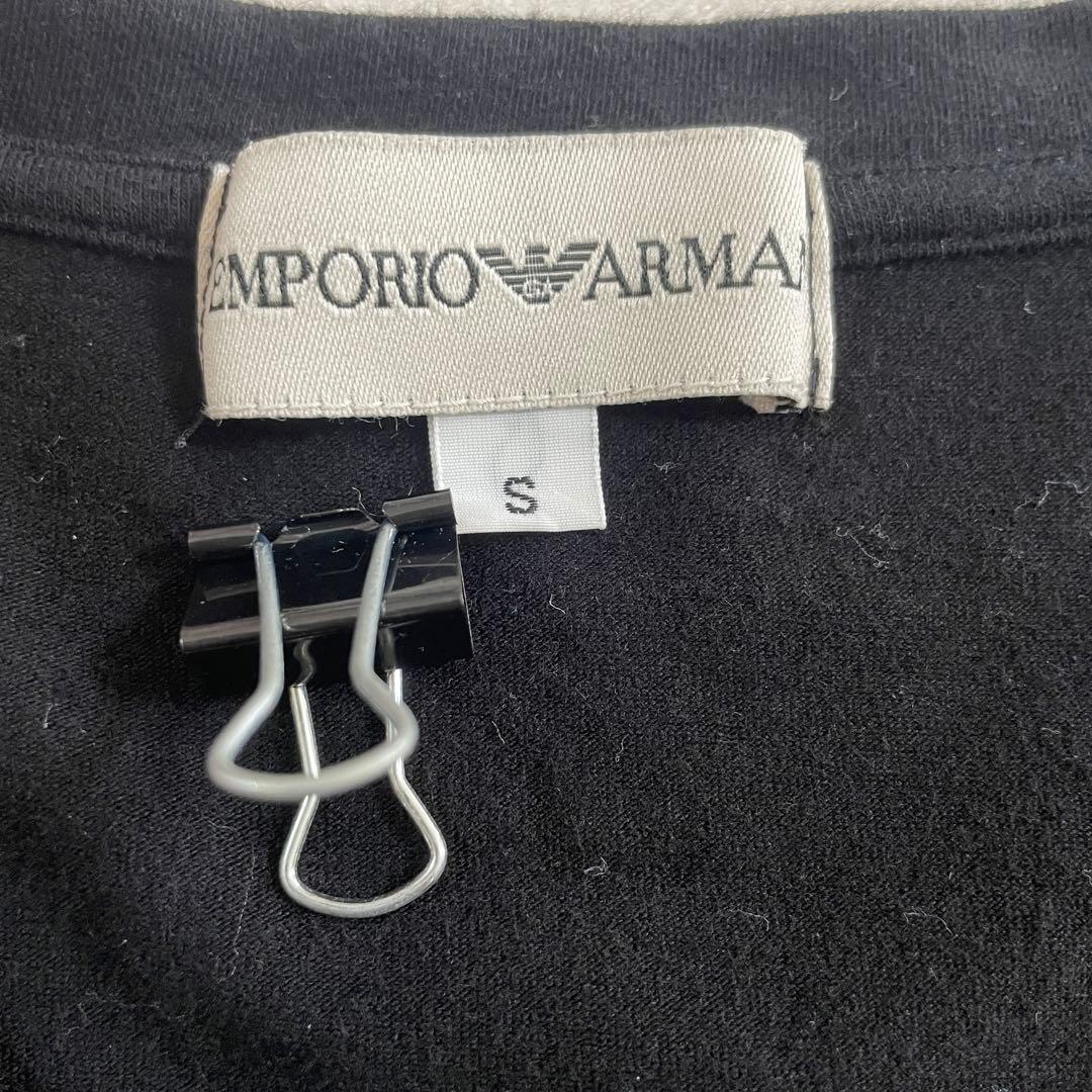【美品】EMPORIO ARMANI イーグルロゴ ブラック Tシャツ Sサイズ