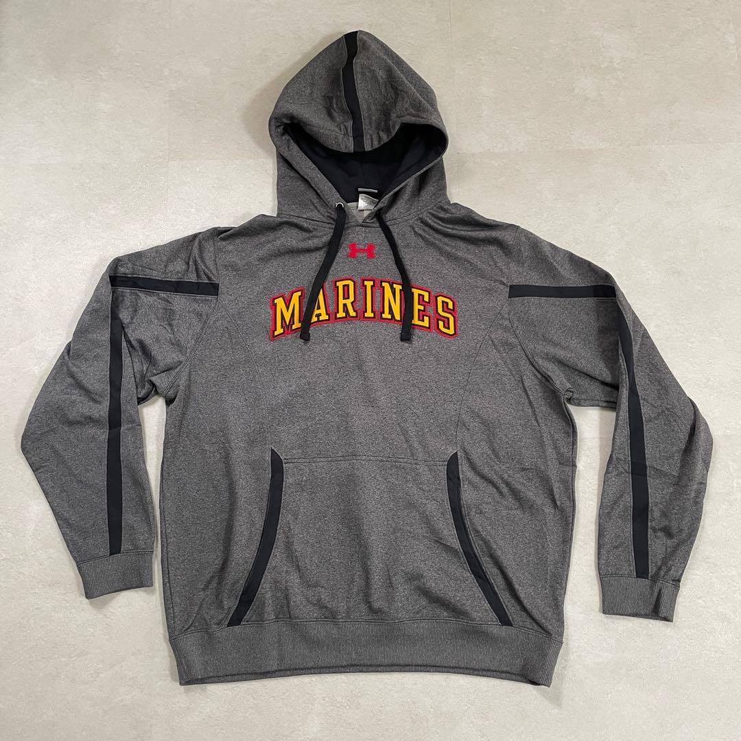 【美品】UNDER ARMOUR MARINES プルオーバー パーカー L