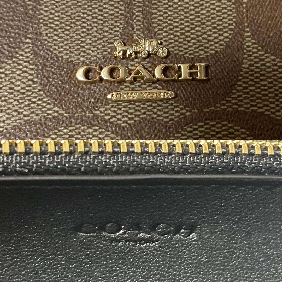 訳あり新品 COACH 長財布 シグネチャー ブラウン