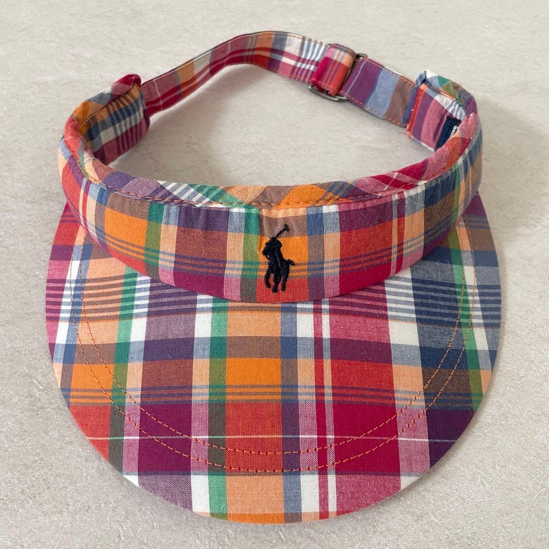 【美品】90s POLO RALPH LAUREN サンバイザー チェック柄