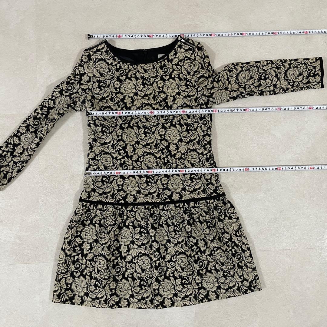 【美品】Viaggio Blu 長袖ワンピース ジャガード織り 花柄 サイズ1
