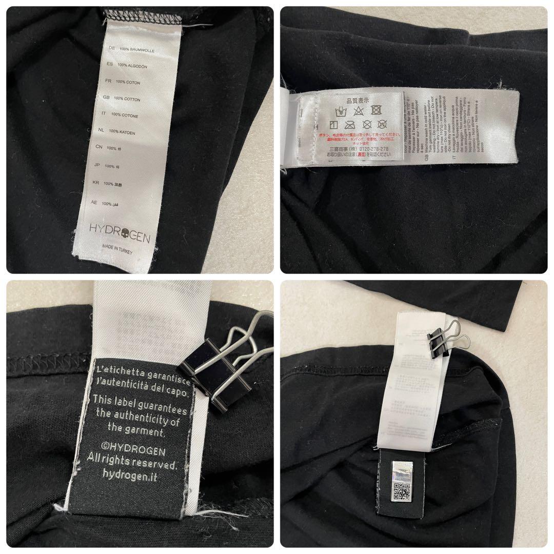 【美品】 HYDROGEN 長袖Tシャツ スカルプリント サイズL ブラック