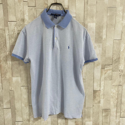 90s POLO RALPH LAUREN 半袖ポロシャツ ポニー刺繍 M 青