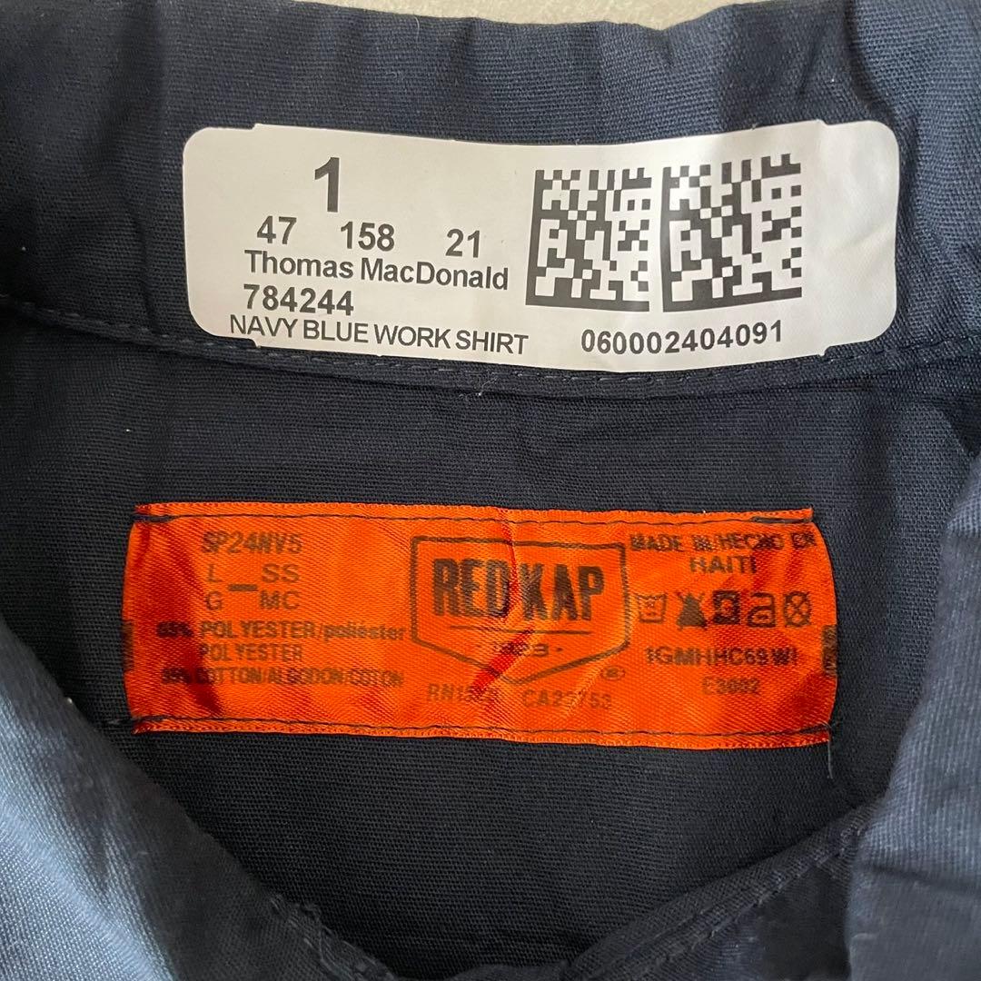 古着 RED KAP 半袖ワークシャツ Lサイズ ネイビー