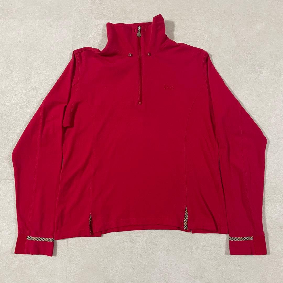 【美品】DAKS GOLF ポロシャツ ハーフジップ チェック柄 L レッド