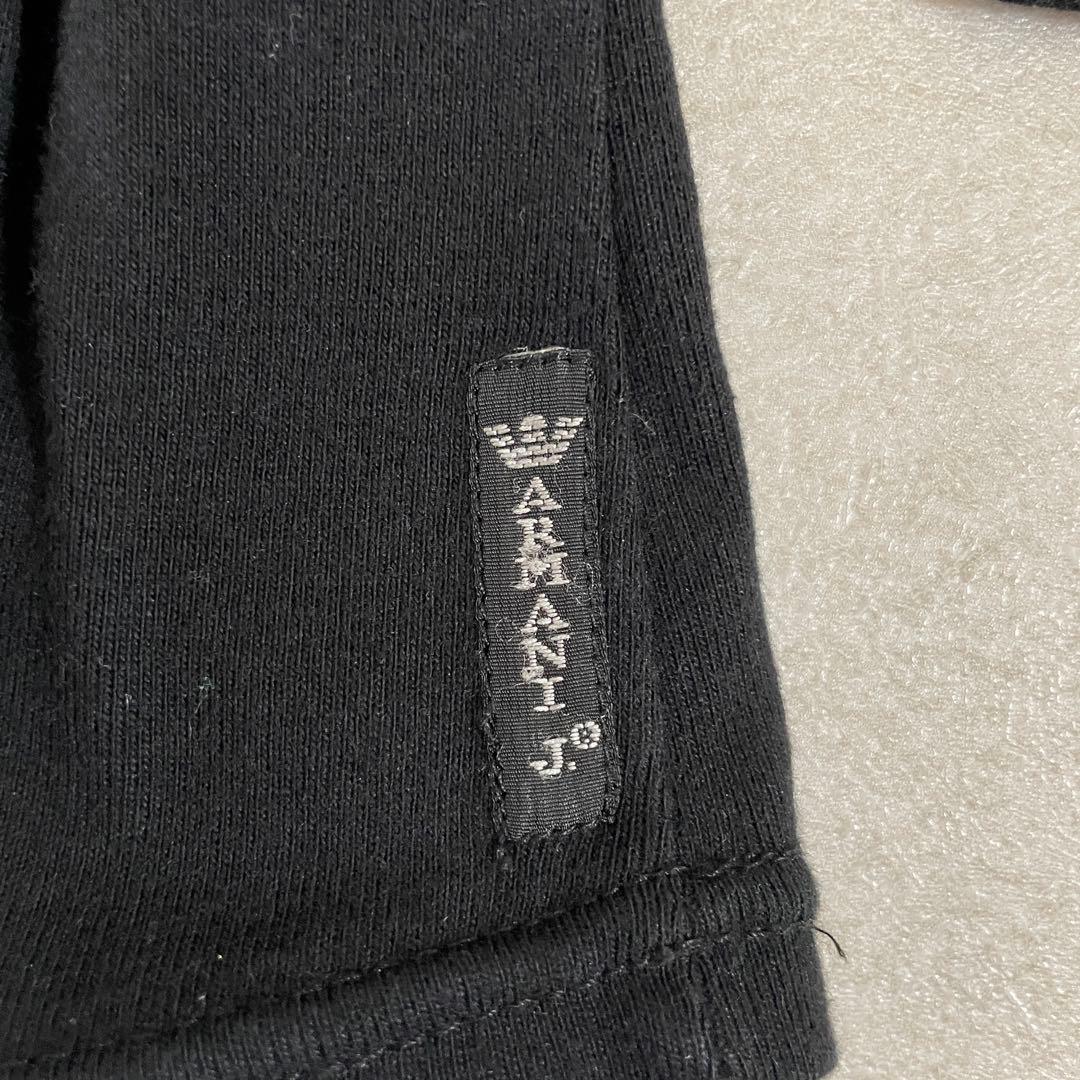 【美品】ARMANI JEANS 長袖Tシャツ ロゴプリント 8 ブラック