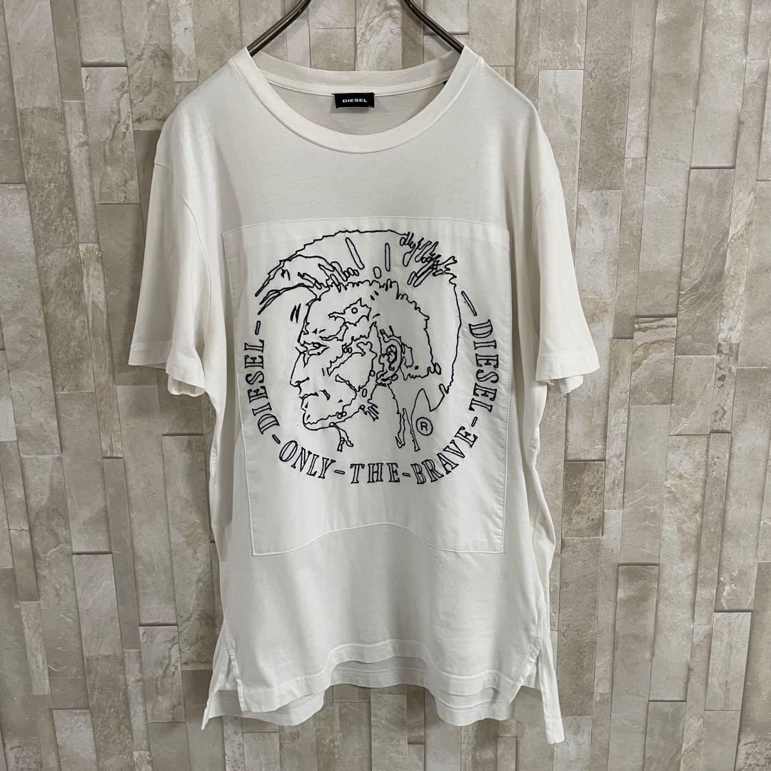 古着 DIESEL グラフィック刺繍 半袖Tシャツ Mサイズ ホワイト