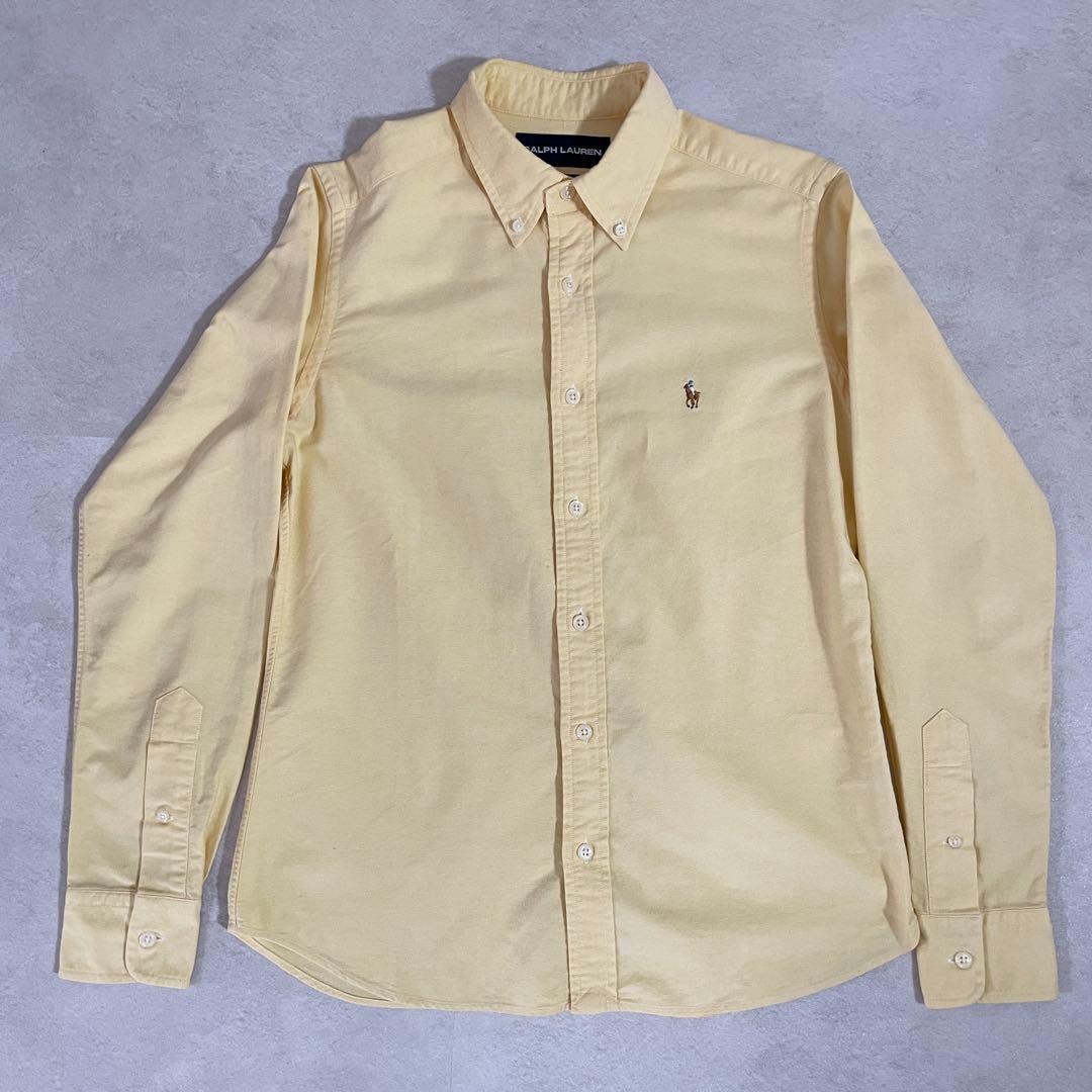 【美品】90s POLO RALPH LAUREN 長袖シャツ 7 イエロー