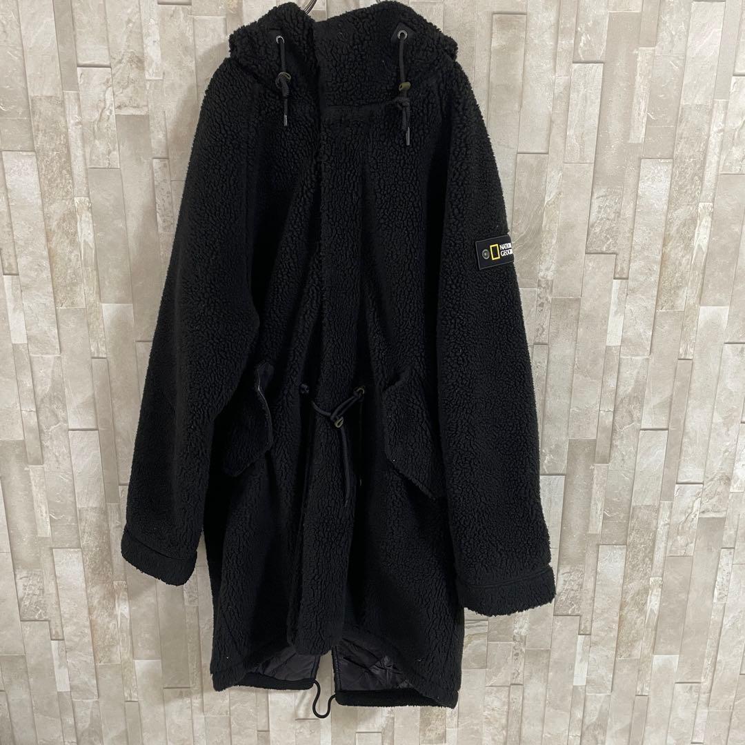 古着 NATIONAL GEOGRAPHIC ロングボアジャケット L 黒