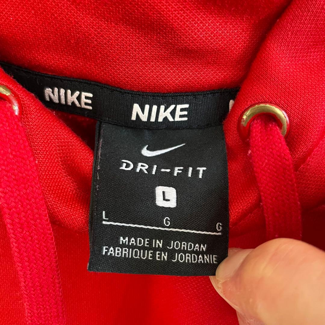 【美品】NIKE 長袖パーカー Lサイズ レッド DRI-FIT
