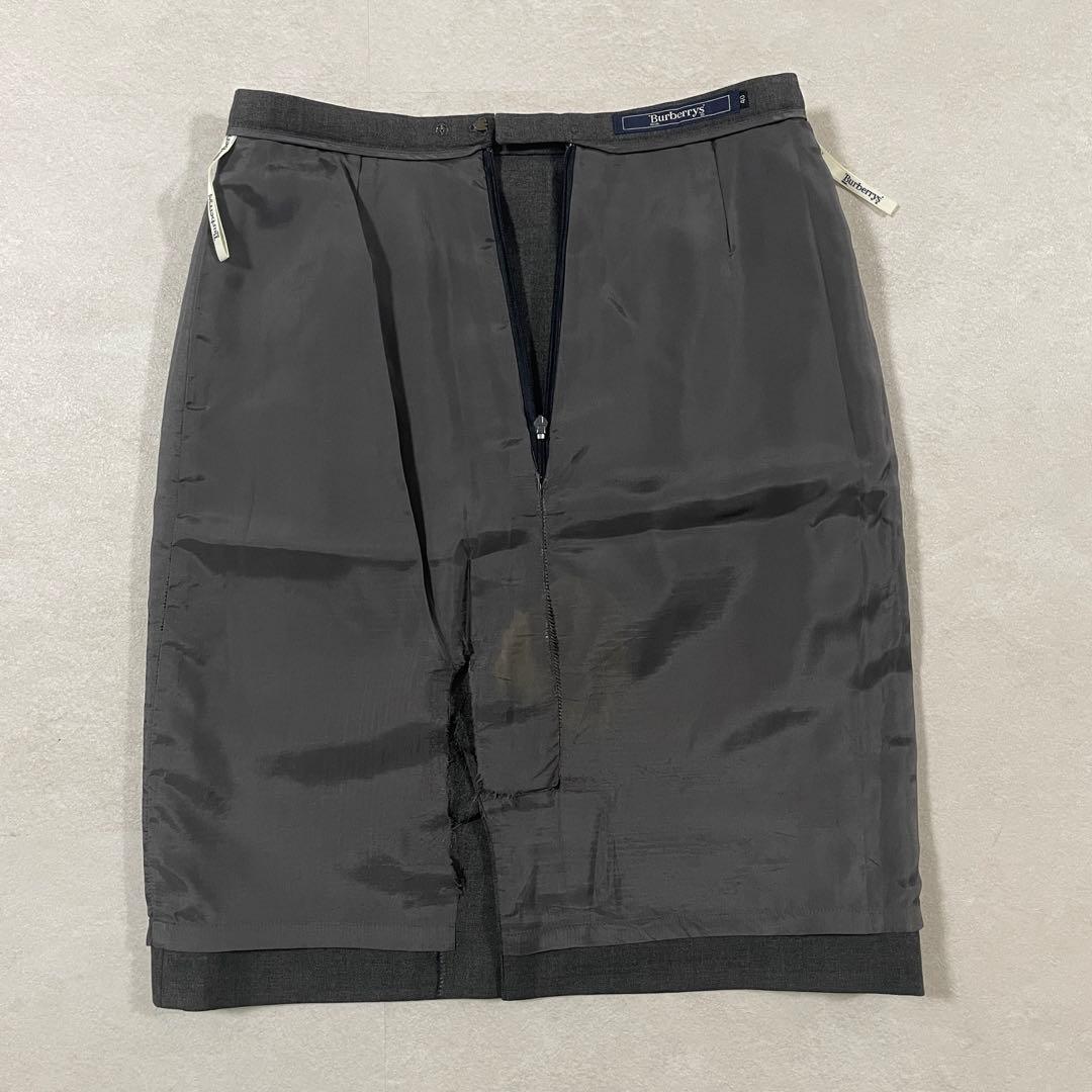 90s BURBERRY ひざ丈スカート カシミヤ混 サイズ40 ダークグレー