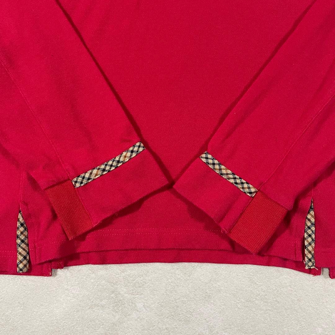 【美品】DAKS GOLF ポロシャツ ハーフジップ チェック柄 L レッド